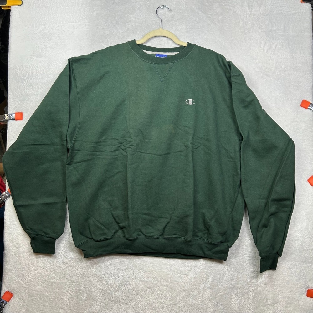 Champion Cotton Max Crew Sweatshirt Men Dark Green Long Sleeve Pullover XL - NWT